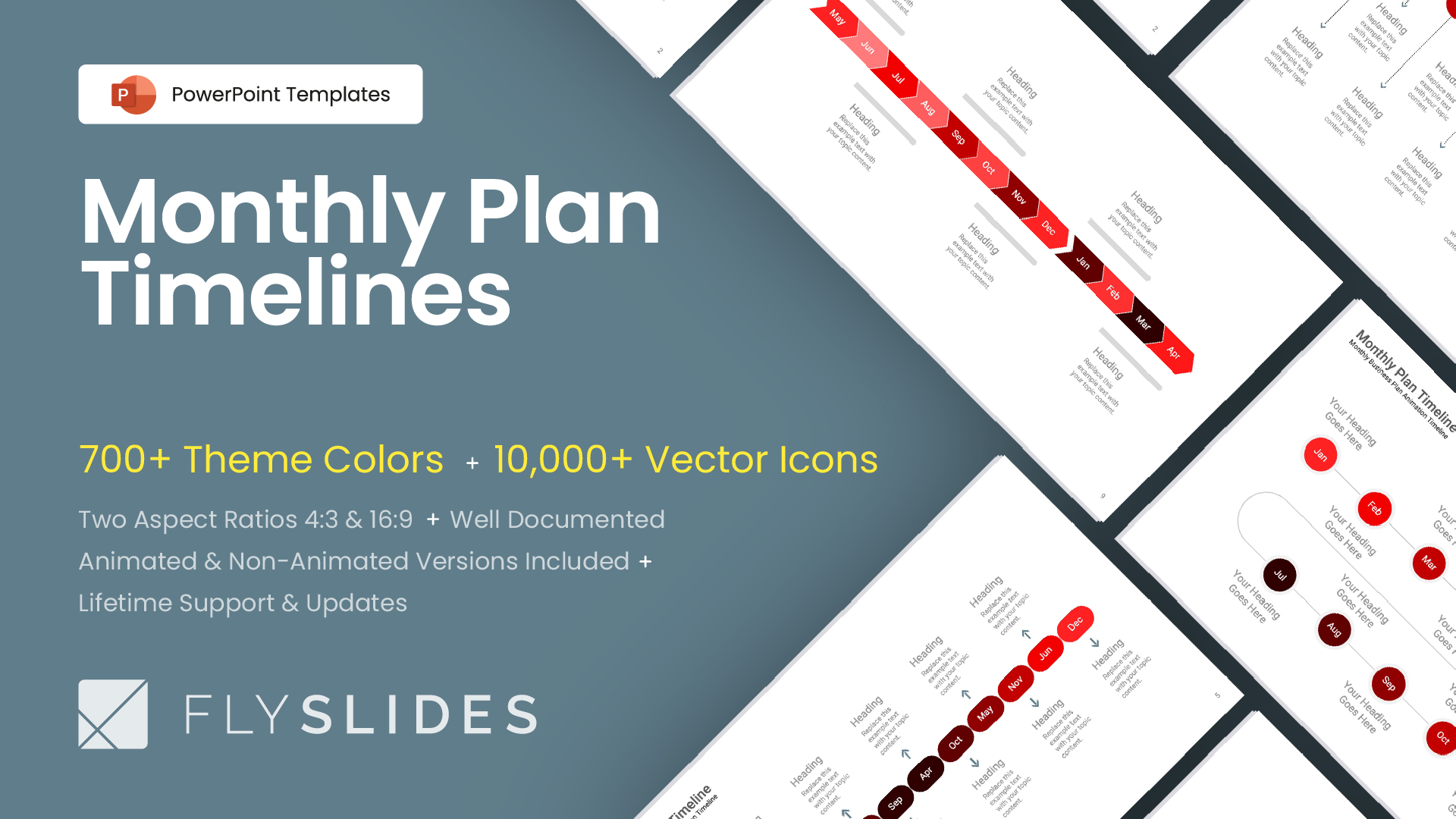 Monthly Plan Timelines Diagram PowerPoint (PPT) Template - FlySlides Intended For Powerpoint Replace Template