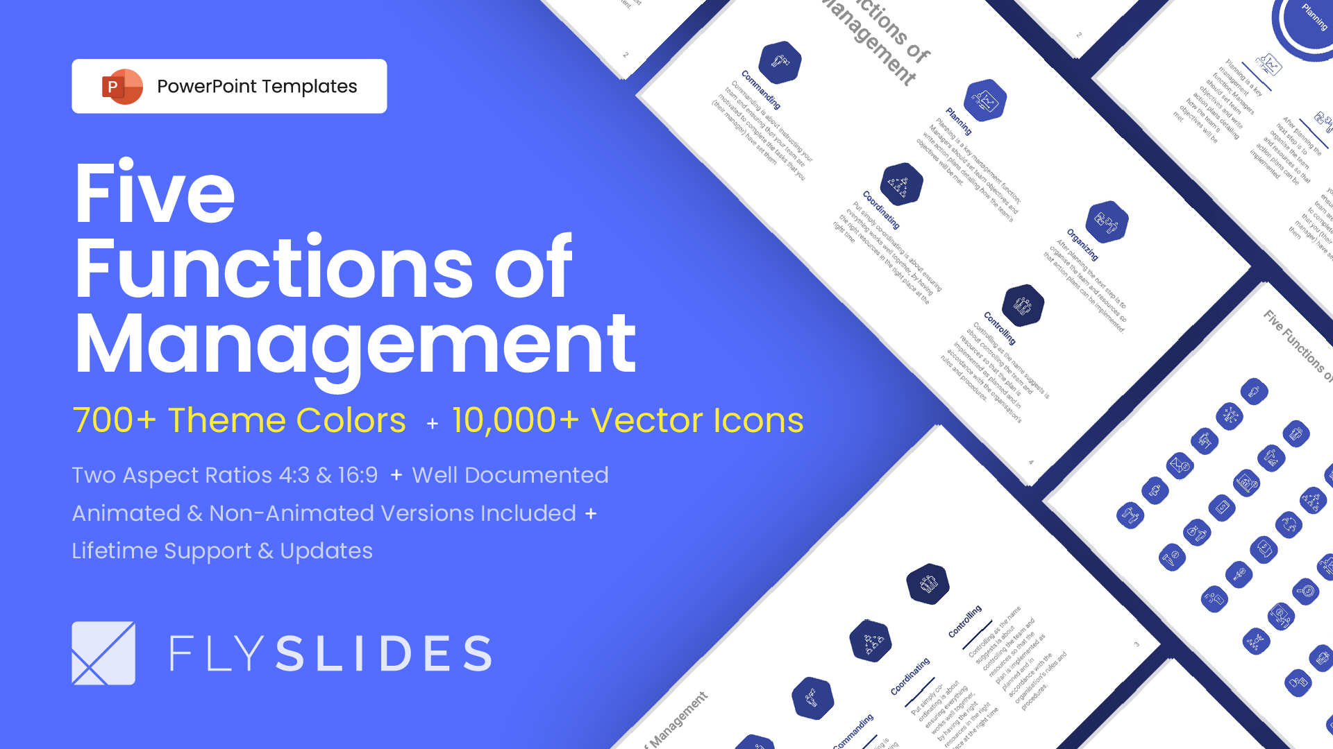 Top Five Functions of Management PowerPoint Templates PPT Presentation Slides Designs