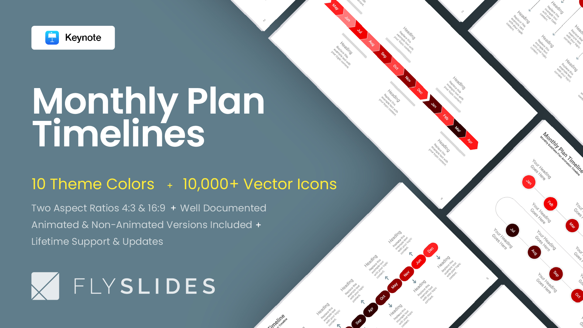 Buy Download Free Best Monthly Plan Timelines Diagram Keynote Template Slides for Presentations