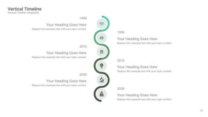Four Staged Vertical Timeline for Year Based Growth Keynote Slides